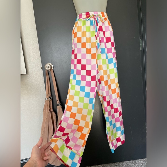 Show Me Your MuMu Women’s XS Rainbow Checkered Pajama Set long sleeve and pants - Picture 5 of 8